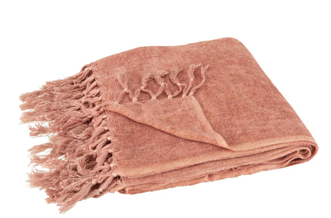 J-Line Plaid kwast roze/ oranje