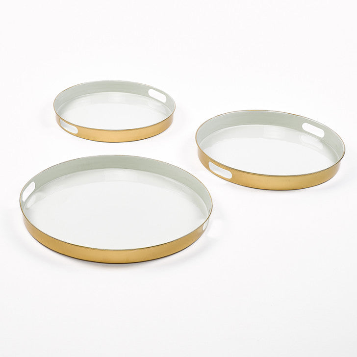 Simla Dienblad  ijzer cream enamel en goud - 3-delig