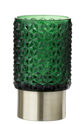 J-Line Windlicht + led glas groen